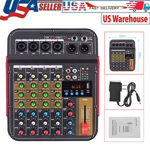 USB BT Live Studio Audio Mixer 4 Channel Mixing Console Sound +48V Phantom Power - Picture 1 of 11
