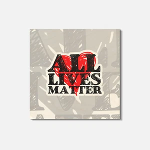 All Lives Matter Heart 4'' X 4'' Square Wooden Coaster - Picture 1 of 3