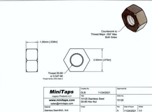 Tuerca hexagonal 00-90 SS oro 100 unidades #10126 - Imagen 1 de 2