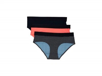 New Balance 173386 Womens Hipster Panties 3-Pack Grid/Guava/Black Size Large - Image 1 of 2