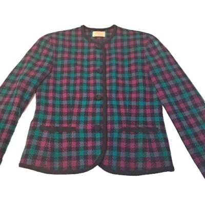 Винтажный шерстяной блейзер 1980-х Pendleton женский 10 клетчатых США классическая офисная работа - Изображение 1 из 4