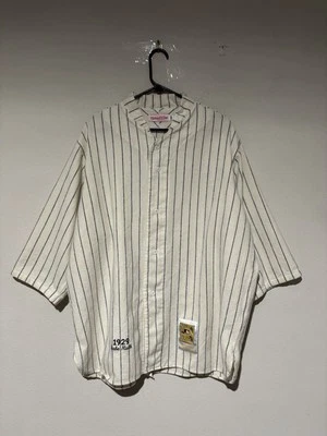 Vtg Mitchell & Ness 1929 New York Yankees Pin Stripe Babe Ruth Wool Jersey Sz 56 - Image 1 of 4