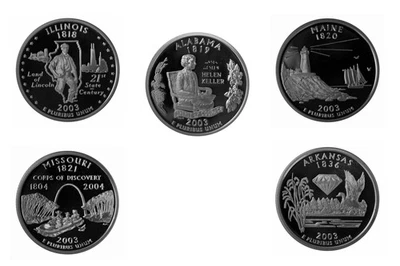 2003 -S State Quarter Proof Year set DCAM (Clad) Coins only (B5) - Image 1 of 3