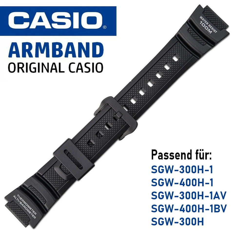 Casio Ersatzband Uhrenarmband Resin Band schwarz für Sgw-400h Sgw-300h