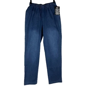 NWT Woman Within Straight Leg Pull-On Stretch Denim Jeans 49-5055-6 Size 12W - Picture 1 of 10