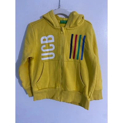 United Colors of Benetton Sudadera con Capucha Chaqueta Niño Talla XS (4-5) Amarillo Algodón  Foto 1 de 4