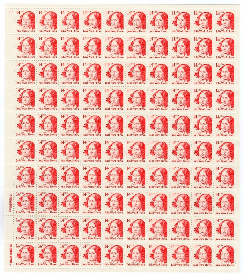 Scott #2176 Julia Ward Howe Sheet of 100 Stamps - MNH UL - Image 1 of 1