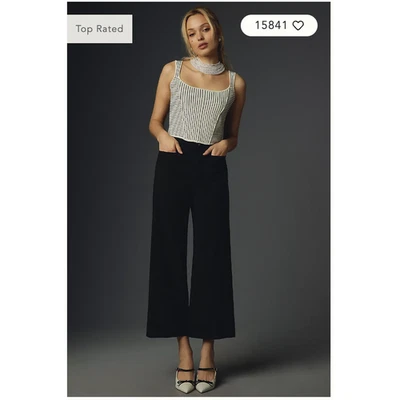 Anthropologie The Colette Cropped Wide-Leg Pants by Maeve 28 Petite - Image 1 of 4
