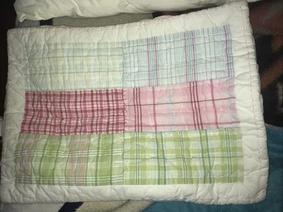 Pottery Barn Kids Quilted Pink Standard Sham Pillow Plaid Gingham Plaid 15 X 11” - Image 1 of 4