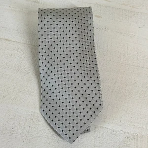 Corbata de seda Giorgio Armani gris patrón de puntos negros hecha en Italia nueva con etiquetas - Imagen 1 de 8