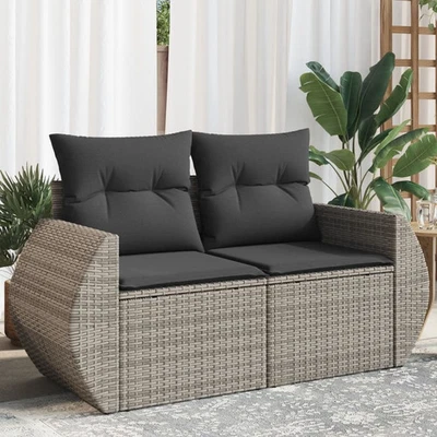 Garden Sofa Grey PE rattan Large Adjustable Feet - Image 1 of 4