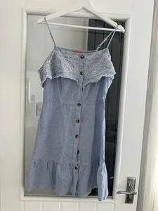 Lipsy Blue Striped Broderie Anglaise Dress - Picture 1 of 7