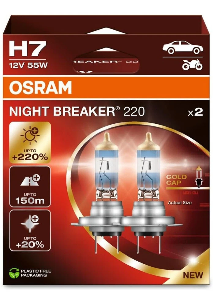 2x OSRAM H7 Glühlampen Fernlicht 12V 55W PX26d 64210NB220-2HB