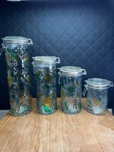 Vintage, Glas Canistes, 4 Gläser Set - Obst geprägt - Bild 1 von 14