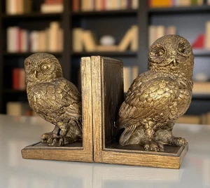 Eulen Buchstützen im 2-er Set Clayre & Eef Gold Eule Tierfigur Vogel 1,4kg NEU - Bild 1 von 11