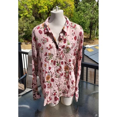 Blusa informal de manga larga con botones rosa para mujer Foto 1 de 2