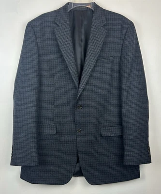 Chaps Sport Coat Mens 42 L Blue Gray Blazer Wool Plaid Event - Image 1 of 4
