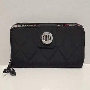 Vera Bradley RFID PROTECTED Turnlock Geldbörse Clutch Schwarz - Bild 1 von 6