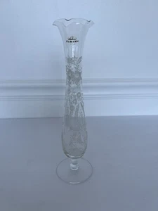 Prelude by Viking (New Martinsville) / Klarglas Vase mit geätztem langem Stiel, ohne Box. - Bild 1 von 8