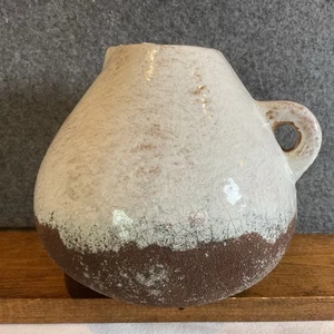 Tuscan HandcraftedTerracotta Indoor/Outdoor Vase W/Beige Crackled Finish Medium - Picture 1 of 8