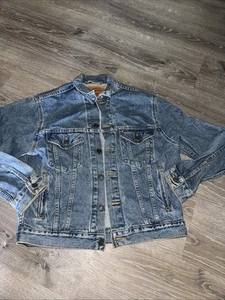 Vintage Levis Denim Jacket Size Small Blue Collared Made In Usa 90s - Picture 1 of 15