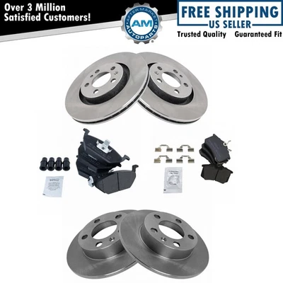 Kit de pastillas de freno de disco y rotor delantero y trasero Premium Posi metálico para VW Foto 1 de 4