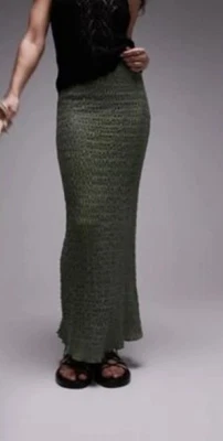 Topshop Falda Midi Texturizada Verde Oliva Mujer’s Talla 8 Foto 1 de 4