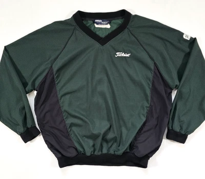 VINTAGE TITLEIST MILETA V-NECK PULLOVER JACKET Sz L HOUNDSTOOTH WINDBREAKER 90s - Image 1 of 4
