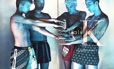 CALVIN KLEIN UNDERWEAR Large 2-Page Original Vintage Print Ad Men's Clothing - Image 1 of 3
