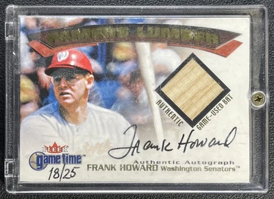 Frank Howard 2001 Fleer Game Time #8 Famers Lumber Gu Bat automático 18/25 Senadores Foto 1 de 2