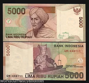 INDONESIA 5000 RUPIAH P-142 2009-2011 x 100 Pcs Lot BUNDLE LOOM UNC PACK NOTE - Picture 1 of 2