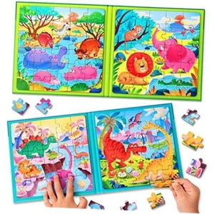 Magnetic Puzzles for Kids Ages 3-5, Two-Book Set, Dinosaur Animal Jigsaw - Picture 1 of 7