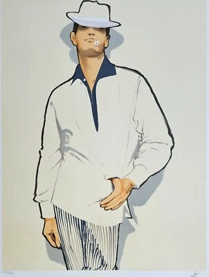 Lithog RENE GRUAU HOMME À LA MARGUERITE ASSINADO À MÃO. Ilustrador Dior Givenchy - Imagem 1 de 4