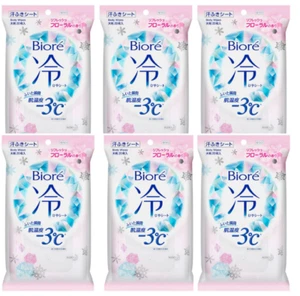 Juego de 6 desodorantes KAO Biore Cool Sheet aroma floral toallitas corporales hojas grandes 20 - Imagen 1 de 4