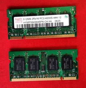 HYMP564S64BP6-C4 GENUINE HYNIX LAPTOP MEMORY 512MB PC2-4200S - Set of 2 - Picture 1 of 2