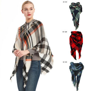Colorful Plaid Scarf Scarf Triangle Women's Shawl Cashmere Double-Sided