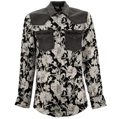 Dolce & Gabbana цветы шелк джинсовой ткани джинсы кнопка рубашка черный белый - Изображение 1 из 4