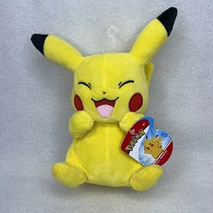 Pikachu Plush Happy Closed Eyes Pokemon Official WCT Wicked Cool Toys 10" NWT - Picture 1 of 9