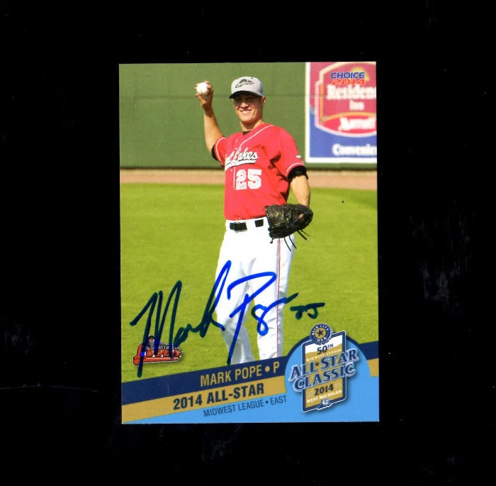 Mark Pope 2014 Midwest League All Star Great Lakes Loons auto signed card  - Image 1 of 1