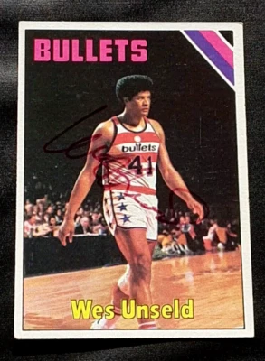 TARJETA DE BALONCESTO WES UNSELD WASHINGTON BULLETS HOF AUTOGRAFIADA FIRMADA 1975 TOPPS Foto 1 de 3