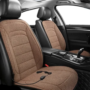 2x Heated Car Seat Cover Cushion Warmer Heating Warming Pad Lamb Wool For Winter - Picture 1 of 13