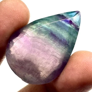 87.80 Cts Natural Bi Color Fluorite 36x23.7mm Pear Cut Big Untreated Gemstone - Picture 1 of 17