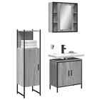 3 Piece Bathroom Cabinet Set Smoked Oak Engineered Wood vidaXL