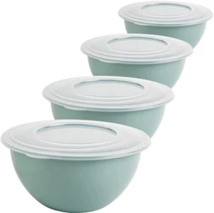 4er Set Kunststoff Salatschüssel Rührschüssel Pastellgrün mit Deckeln 5 Liter - Bild 1 von 5