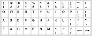 English US Keyboard Stickers Black Letters on White PC Computer Laptop Craft - Picture 1 of 1