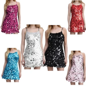 Women Clubwear Evening Minidress Dancing Dress Gown Sequins Shiny Short Mini - Picture 1 of 82