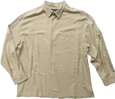 CAMISA HAWIANA COSIDA MANGA LARGA SEDA BEIGE CREMOSA NAT NAST DE LUJO XXL Foto 1 de 4