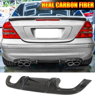 Labio difusor de parachoques trasero de carbono real para Mercedes Benz W203 C55 C32 2005-07 Foto 1 de 4