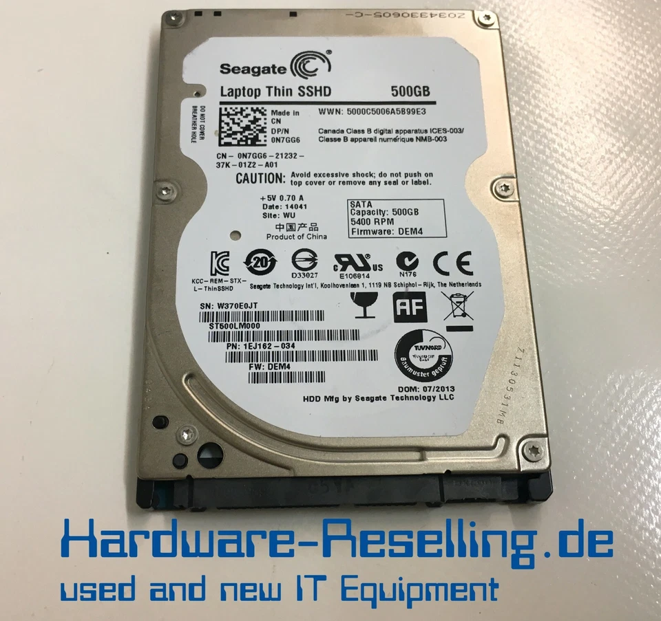 DELL Seagate 500GB SSHD 5.4K 2,5" 64M/8GB ST500LM000 1EJ162 0N7GG6 1EJ162-0XX - Bild 1 von 1