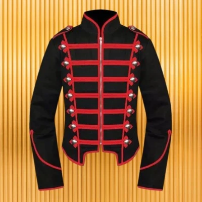 Product Specification: Red Black Gothic Steampunk Military Drummer Parade Jacket - Image 1 of 3